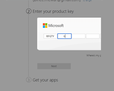 3-If prompt, provide Office 365 Product key